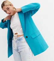 New Look Turquoise Button Oversized Blazer